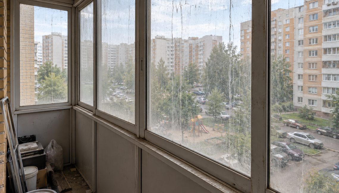 Остекление лоджии — до уборки