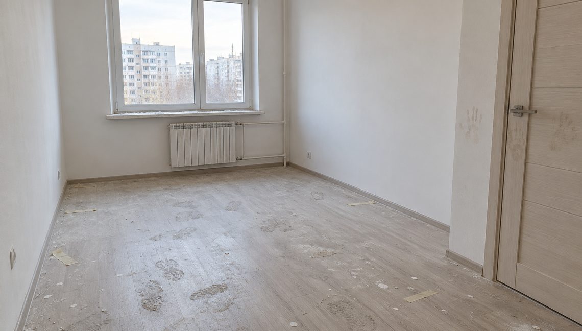 Комната после отделки — до уборки