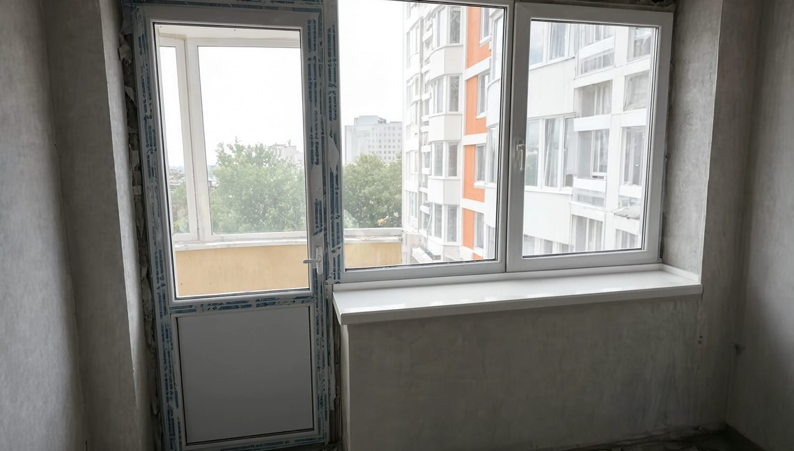 Окно с балконным блоком — после уборки