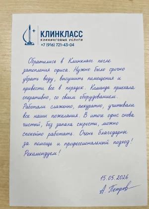 Отзыв на бланке: А. Петров, Офис, Москва, 15 мая 2026