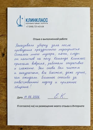 Отзыв на бланке: Е. К., После мероприятия, Москва, 11 июня 2026
